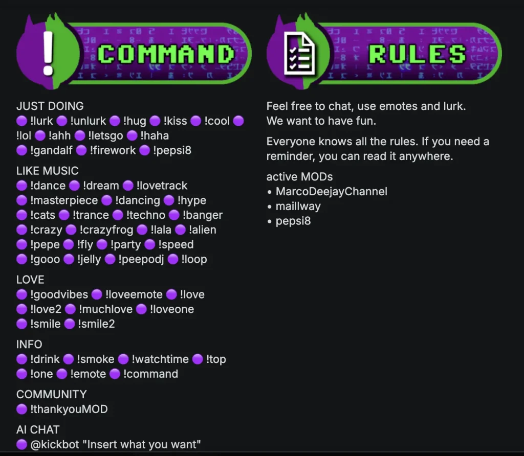 Kick Chat Commands