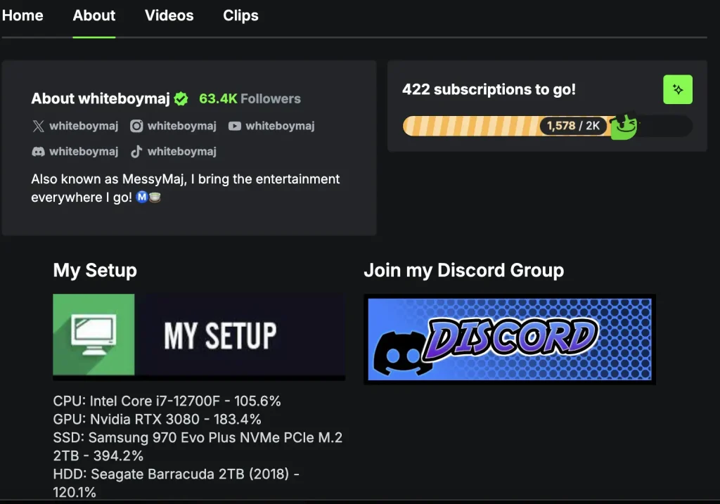 Kick Streamer About Section