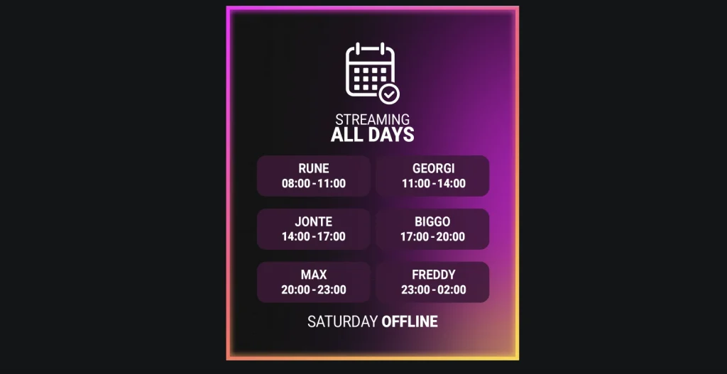 Kick Streamer Stream Schedule